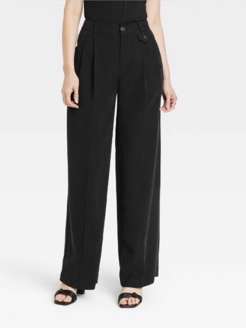 Women's High-Rise Relaxed Fit Baggy Wide Leg Trousers - A New Day